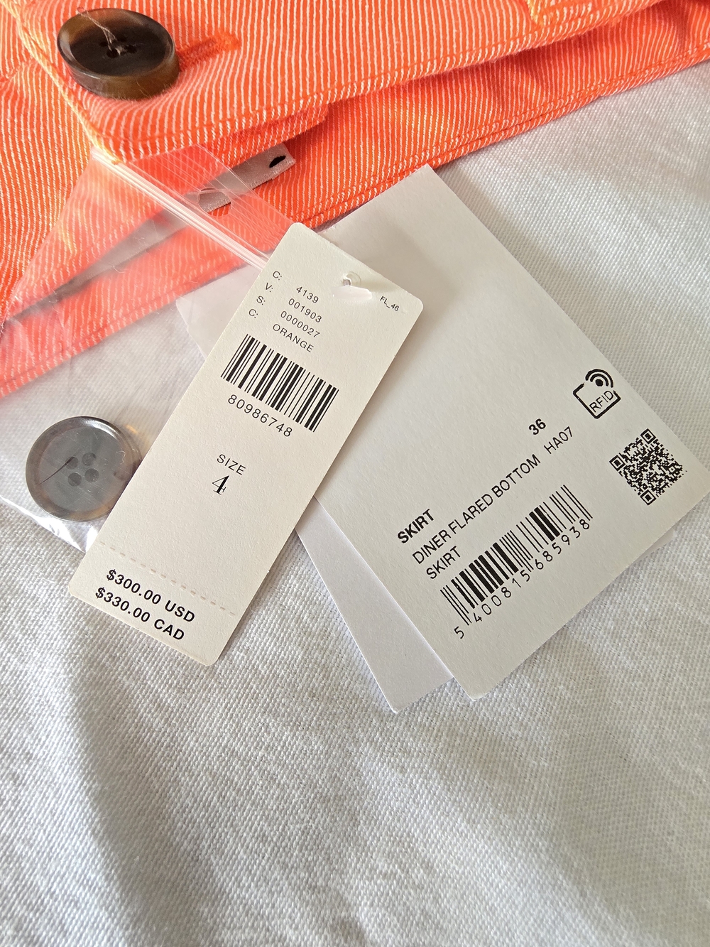 NWT Essentiel Antwerp Coral Orange Flared Midi Skirt Front Slit A-Line Size 4 - Picture 5 of 8
